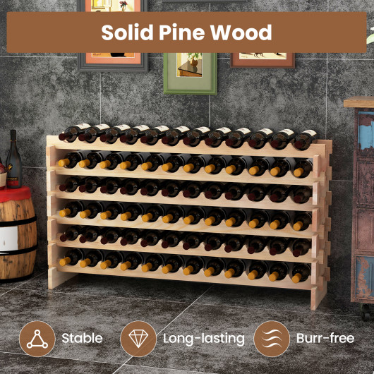 Stackable Wooden Wine Rack Holds 72 Bottles - Image 4