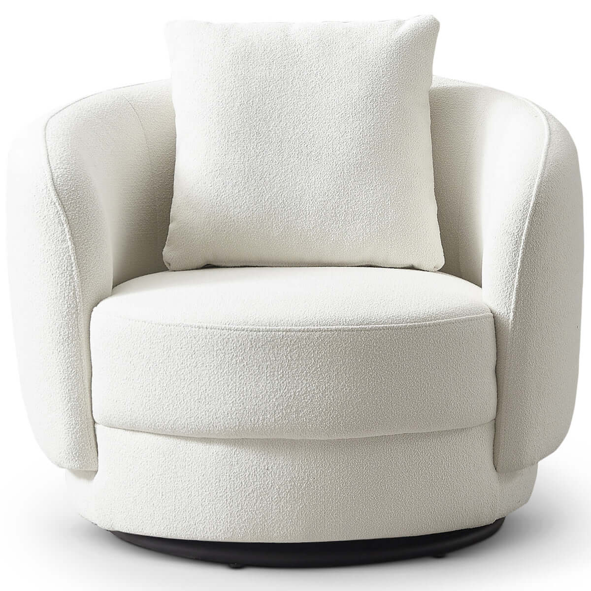 Cream Boucle Mid-Century Modern Accent Armchair for Living Room