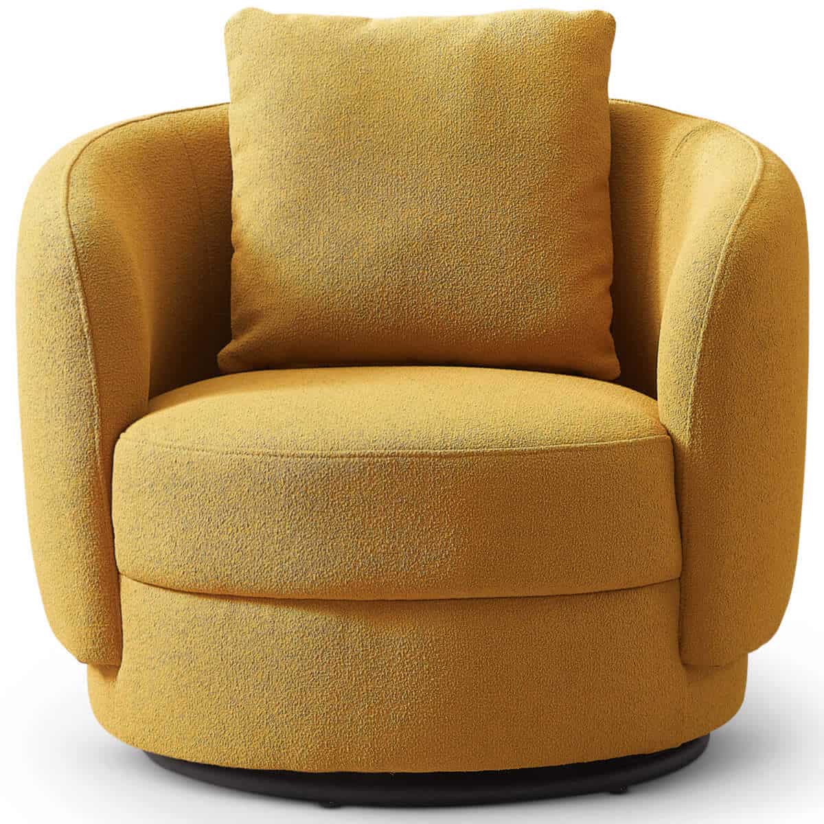 Yellow Boucle Mid-Century Modern Accent Armchair for Living Room