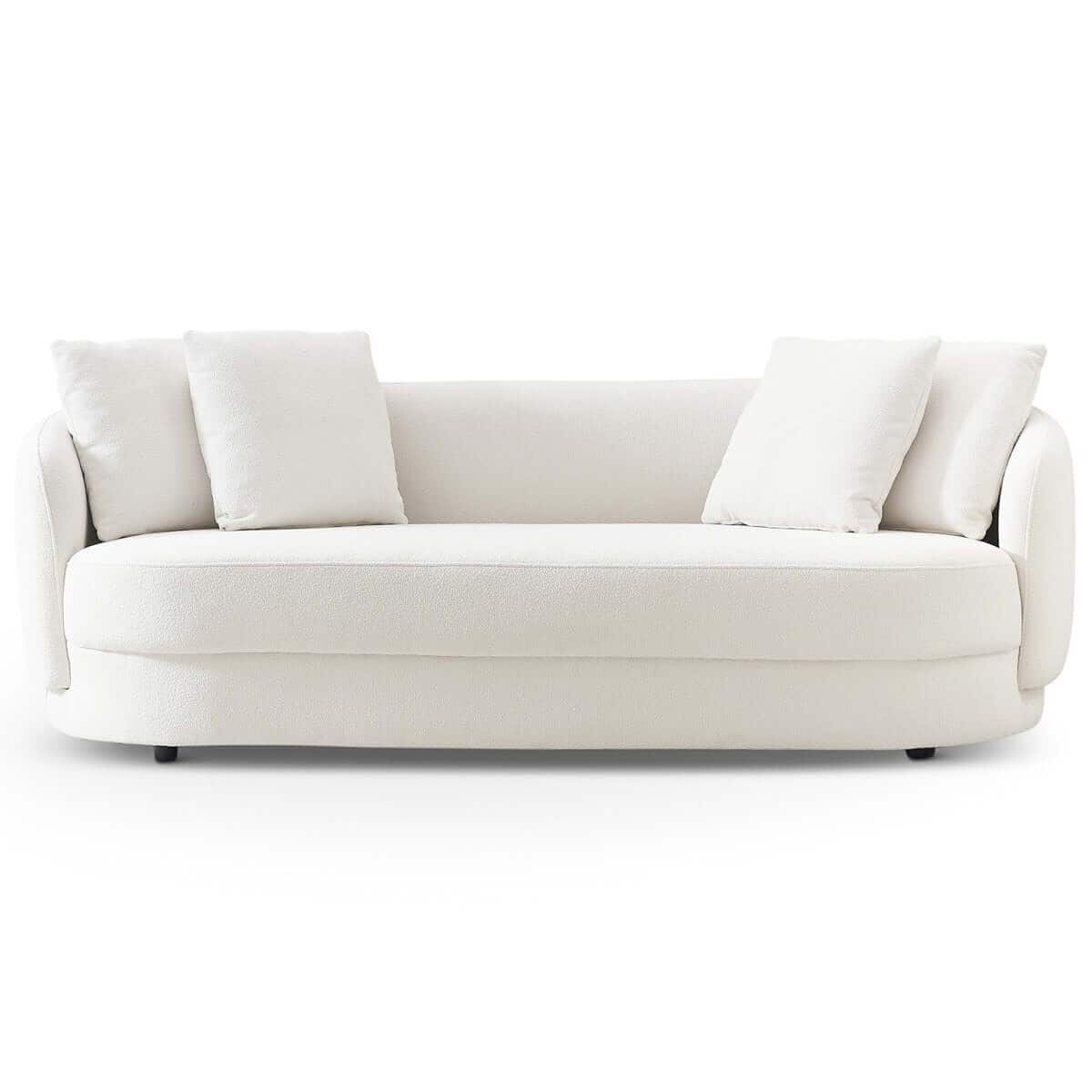 Cream Boucle Modern Sofa with Removable Legs and Comfort