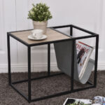 Metal End Table with Magazine Organizer and Storage Spaces