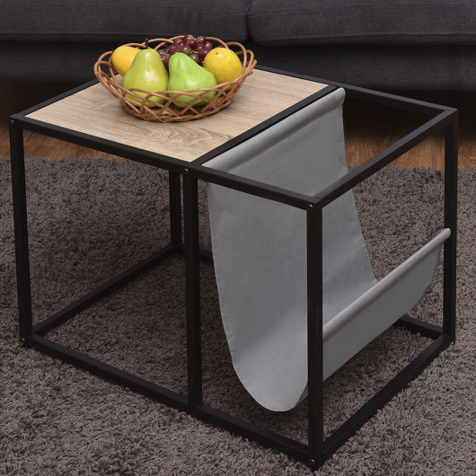 Metal End Table with Magazine Organizer and Storage Spaces - Image 2