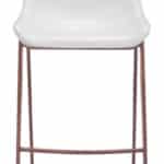 White Faux Leather Barstool with Walnut Legs and Footrest (Set of 2)