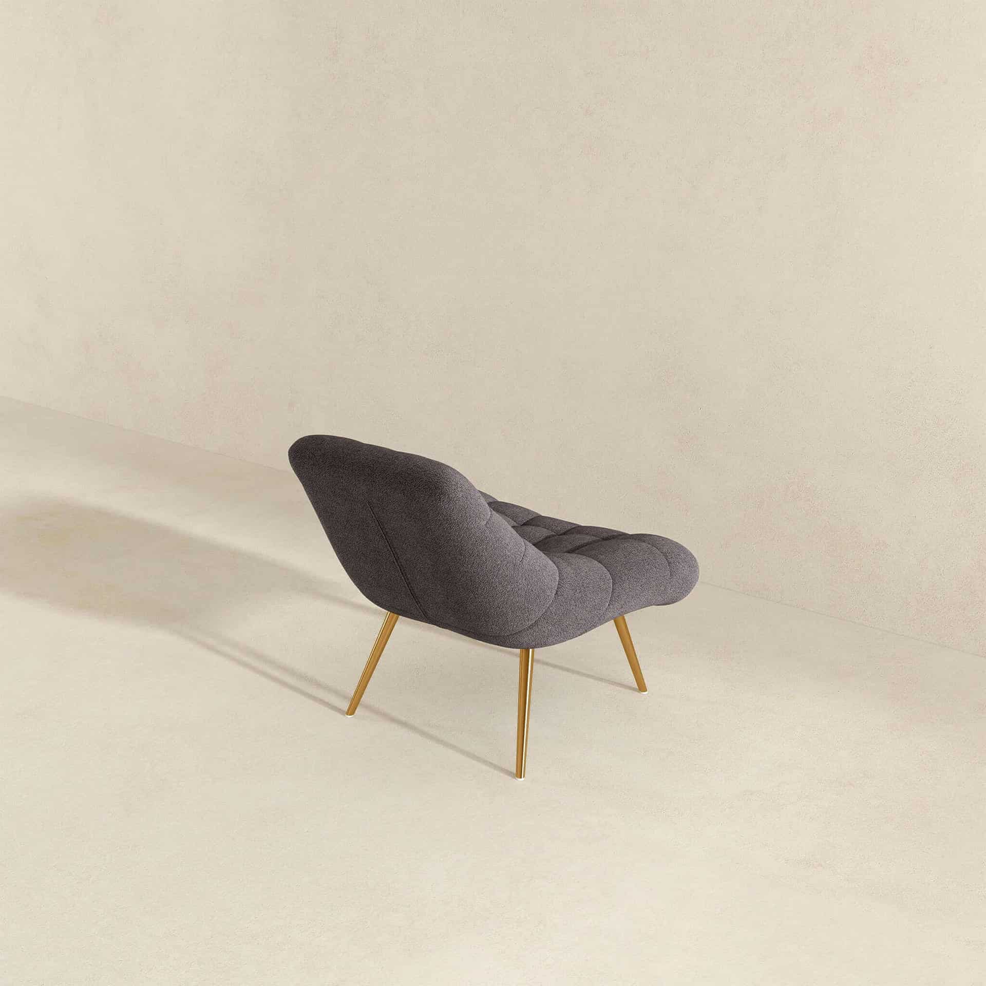 Grey Boucle Mid-Century Modern Lounge Chair with Removable Legs