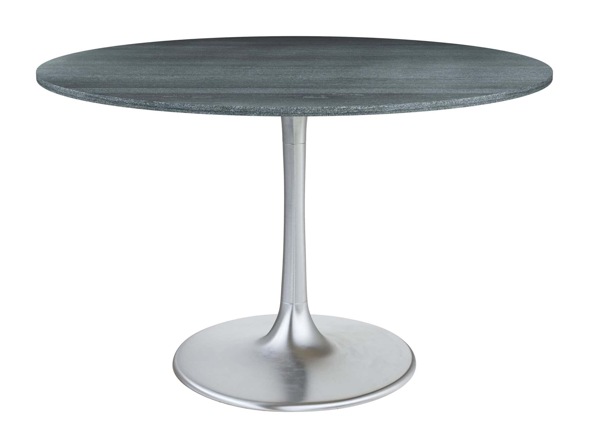 Round Marble Dining Table with Steel Base, Seats 4