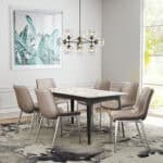 Brown Faux Leather Dining Chair with Stainless Steel Legs (Set of 2)