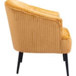 Boho Chic Yellow Accent Chair with Velveteen Corduroy and Wood Legs