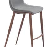 Slate Gray Barstool with Walnut Finish and Footrest (Set of 2)