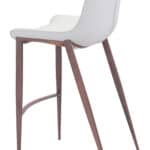 White Faux Leather Barstool with Walnut Legs and Footrest (Set of 2)