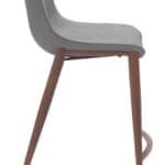 Slate Gray Faux Leather Counter Stool with Walnut Legs (Set of 2)