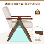 Modern Acacia Wood Accent Chair with Linen Fabric Cushions