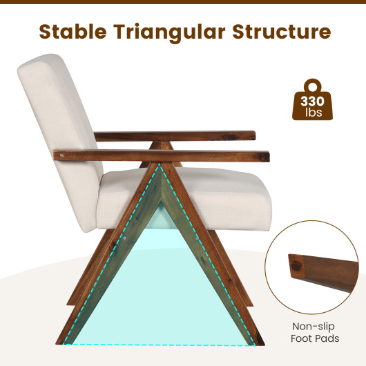 Modern Acacia Wood Accent Chair with Linen Fabric Cushions - Image 4