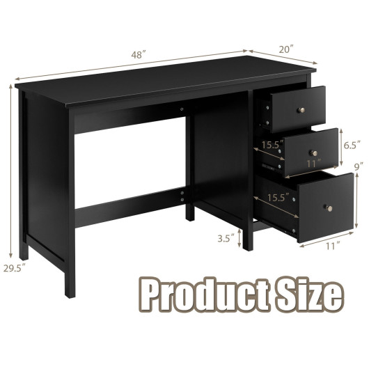 Ergonomic Computer Desk with Spacious Tabletop and 3 Storage Drawers
