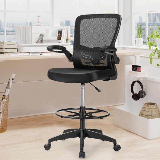 Ergonomic Adjustable Drafting Chair with Flip-Up Arms