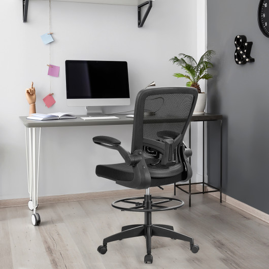 Ergonomic Adjustable Drafting Chair with Flip-Up Arms