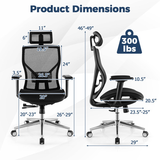 Ergonomic Mesh Executive Chair with Adjustable Lumbar and Reclining Design