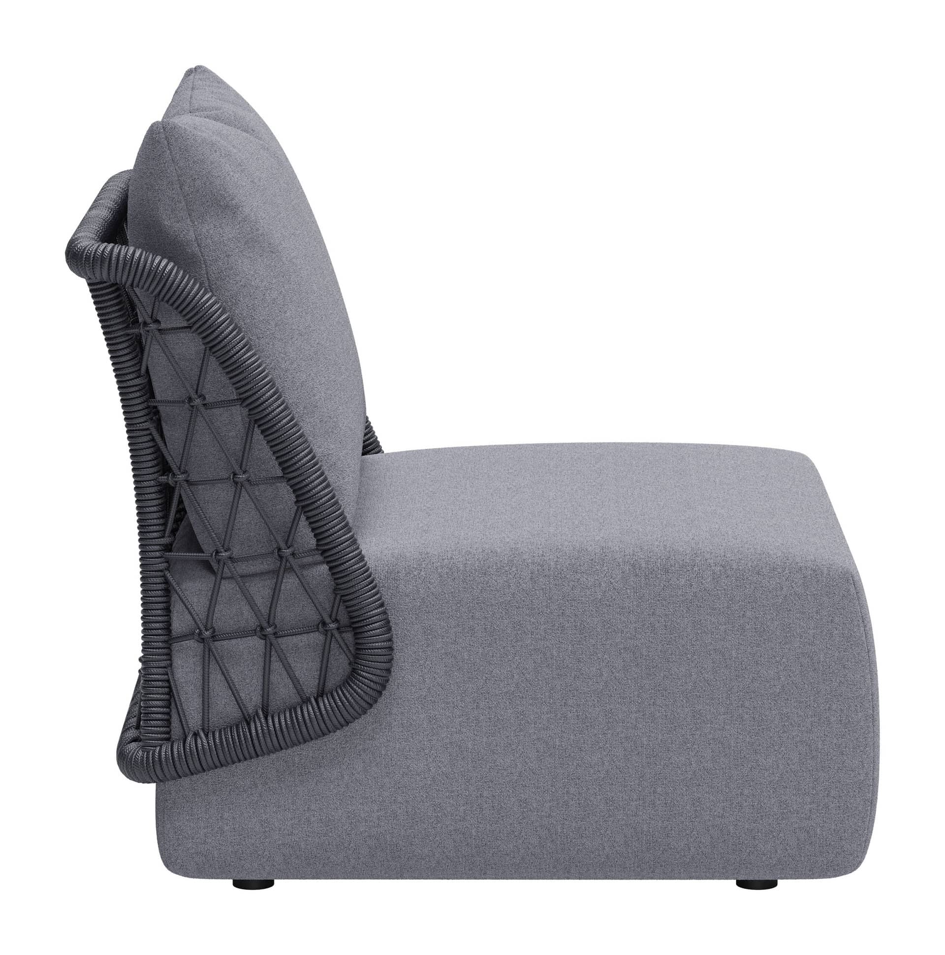 Gray Outdoor Accent Chair with Aluminum Frame and Olefin Cushions