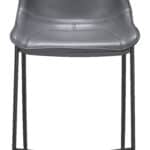 Dark Gray Faux Leather Counter Stools with Black Steel Legs (Set of 2)