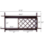 Wall Mounted Wine Rack with Glass Storage Shelf Walnut