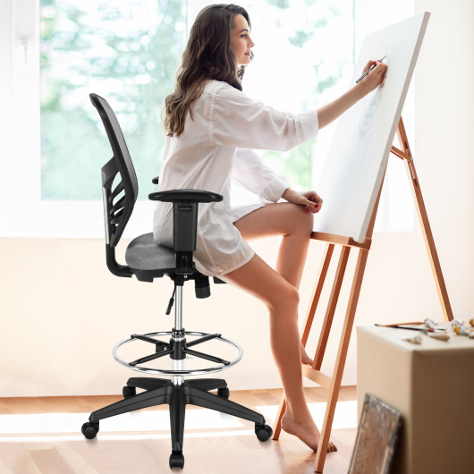 Ergonomic Drafting Chair with Adjustable Armrests and Footrest