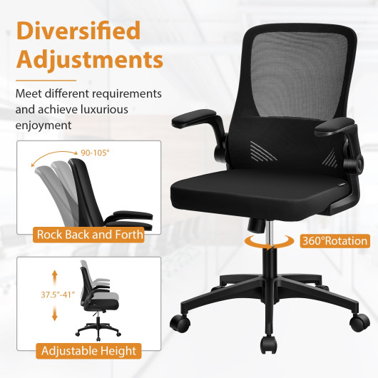 Ergonomic Swivel Mesh Office Chair with Foldable Backrest Black