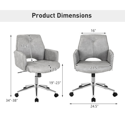 Gray Adjustable Mid Back Office Chair with Rocking Function