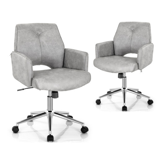 Gray Adjustable Mid Back Office Chair with Rocking Function