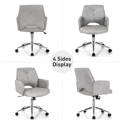 Gray Adjustable Mid Back Office Chair with Rocking Function