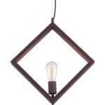 Distressed Black Diamond-Shaped Ceiling Lamp with Filament Bulb Style