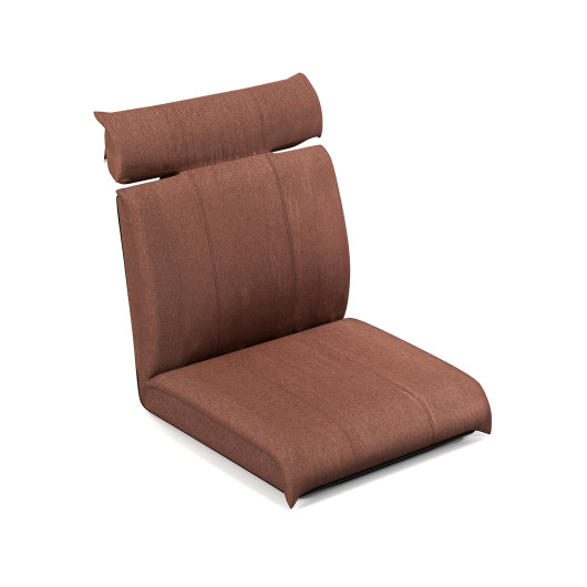 Adjustable Folding Floor Chair with Headrest and Linen Fabric - Image 3