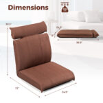 Adjustable Folding Floor Chair with Headrest and Linen Fabric