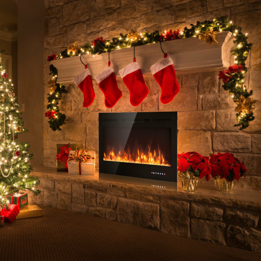 40-Inch Wall-Mounted Electric Fireplace with Adjustable Heat and Flame