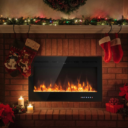 40-Inch Wall-Mounted Electric Fireplace with Adjustable Heat and Flame