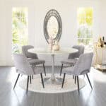 Gray Boho Dining Chair with Steel Legs (Set of 2)