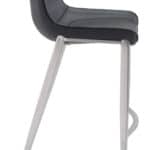 Black Faux Leather Barstool with Brushed Steel Legs (Set of 2)
