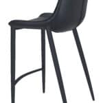 Black Faux Leather Barstool with Matte Steel Legs (Set of 2)
