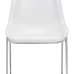 Modern White Faux Leather Dining Chair with Stainless Steel Legs (Set of 2)
