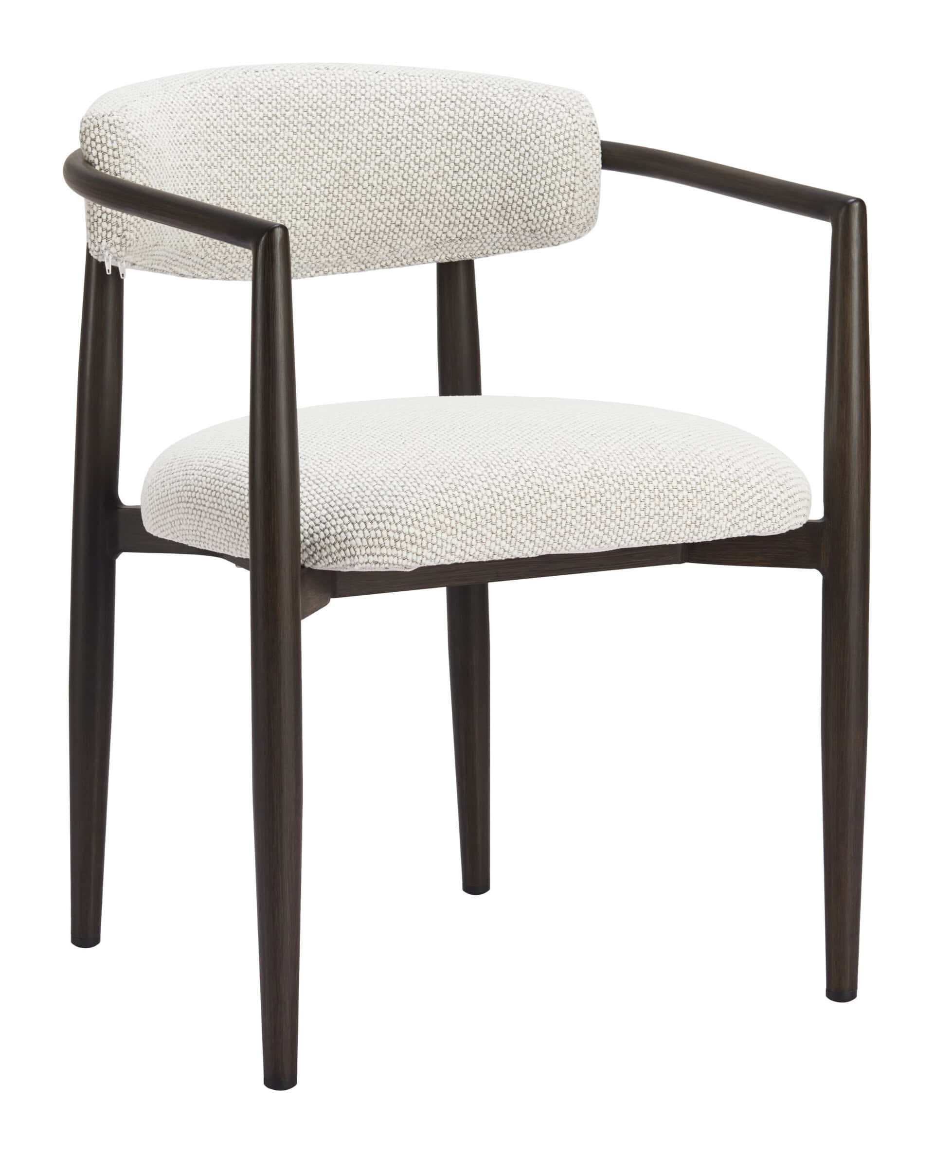 Modern White Dining Chair with Aluminum Frame and Armrests