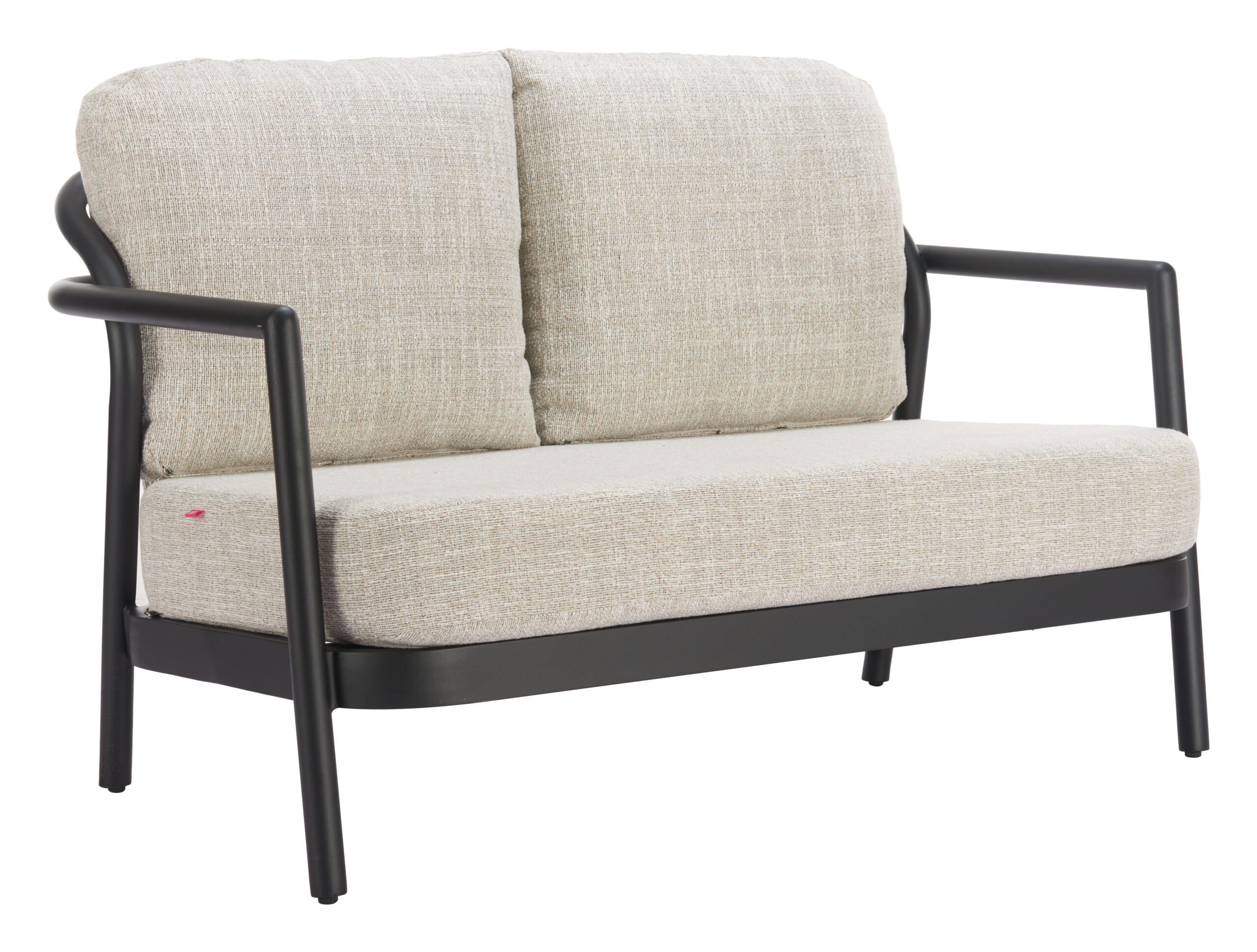 Beige Outdoor Loveseat with Weather Resistant Aluminum Frame