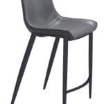 Dark Gray Faux Leather Counter Stools with Black Steel Legs (Set of 2)