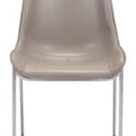 Brown Faux Leather Dining Chair with Stainless Steel Legs (Set of 2)