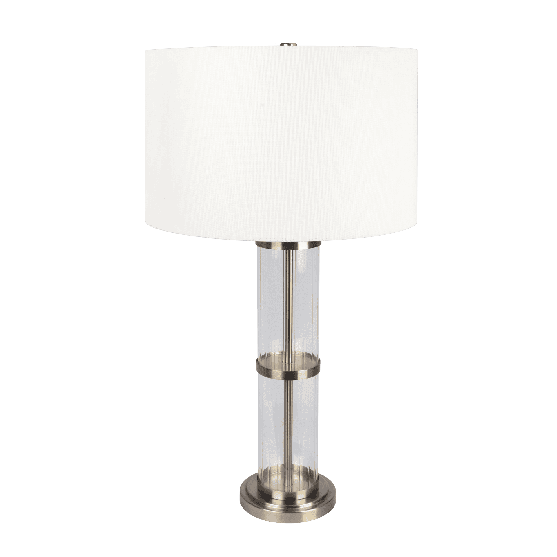 Silvery Gray Brushed Nickel and Glass Table Lamp with Switch