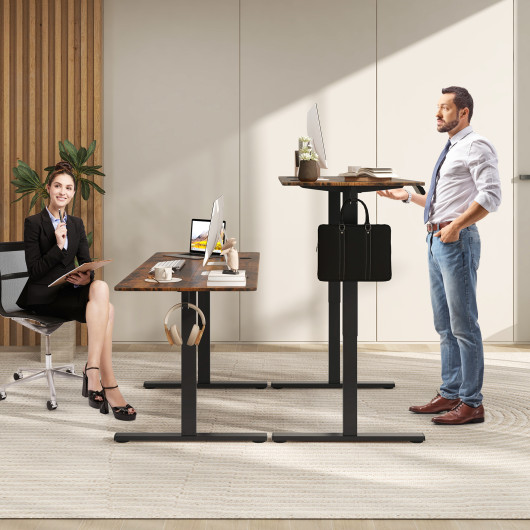 Adjustable Electric Standing Desk with Memory Settings and Hooks - Image 2