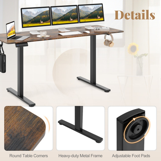 Adjustable Electric Standing Desk with Memory Settings and Hooks - Image 6