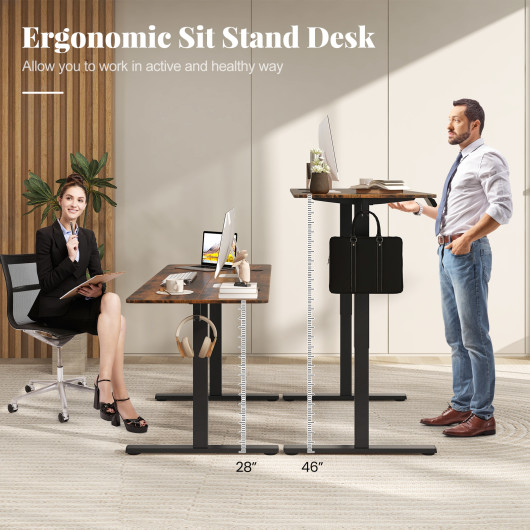 Adjustable Electric Standing Desk with Memory Settings and Hooks - Image 7