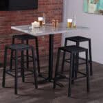 30-Inch Tall Indoor/Outdoor Table with 30-Inch Diameter White Marble Round Top, Black Wrinkle Base, and 30 x 30-Inch Diameter Foot