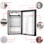 Compact Black Mini Fridge with Freezer and Adjustable Shelves