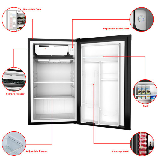 Compact Black Mini Fridge with Freezer and Adjustable Shelves - Image 6
