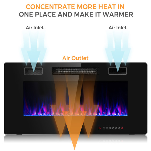 Ultra Thin 36 Inch Wall Mounted Electric Fireplace Heater