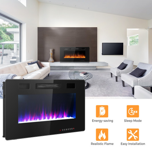 Ultra Thin 36 Inch Wall Mounted Electric Fireplace Heater